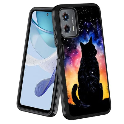 for Moto G 5G 2024/Moto G Play 5G 2024 Case,Military Grade Heavy Duty [3-Layer] Dustproof Shockproof Full-Body Protective Case for Motorola Moto G 5G 2024,Black Cat Under The Starry Sky - color: Black Cat Under The Starry Sky
