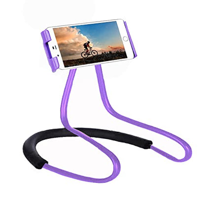 Lazy Cell Phone Holder - Universal Phone Holder to Wear Around Neck Lazy Bracket Free Rotating Smart Mobile Phone Mount Stand - color: Purple