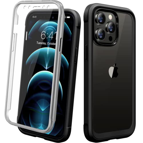Diaclara Designed for iPhone 12 Pro Max Case, Full Body Rugged with Built-in Touch Sensitive Anti-Scratch Screen Protector, Soft TPU Bumper Case for iPhone 12 ProMax 6.7", Black - color: Black, size: iPhone 12 Pro Max
