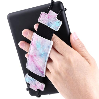 Secure Hand Strap for Kindle and Tablet - High Elasticity Finger Grip Holder Accessories for 6-8 Inches E-Book Tablet. - color: Coloured Marble