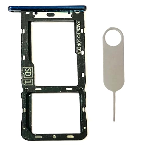 Single Sim Card Tray Slot Holder Micro SD Card Replacement for Motorola Moto G7 Power/G7 Supra/G7 Optimo Maxx XT1955-5 XT1955DL T1955-6 Incl Card Ejector pin (Blue)