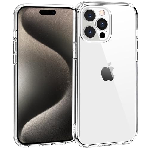TENOC Phone Case Compatible with iPhone 15 Pro Max, Clear Case Anti-Yellowing Protective Bumper Hard Back Cover for 6.7 Inch - color: Clear Anti-Yellowing, size: iPhone 15 Pro Max