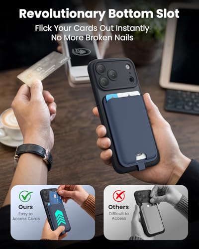 FlyReal for MagSafe Wallet, with Anti-Loss Lanyard, Navy Blue - color: Navy Blue