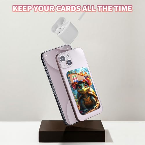 Phone Credit Card Holder Stick on, Cell Phone Pocket Self Adhesive Stretchy Stick on Wallet ID Credit Card Case Pouch Sleeve with Flap for All Smartphones, Forest Turtle - color: Forest Turtle
