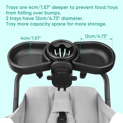 Universal Stroller Snack Tray, 4 in 1 Baby Stroller Tray Attachment - color: Black