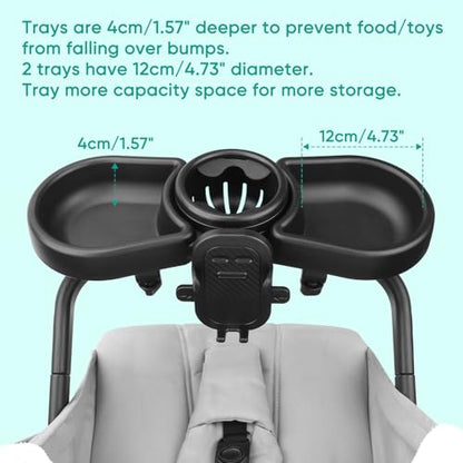 Universal Stroller Snack Tray, 4 in 1 Baby Stroller Tray Attachment - color: Black