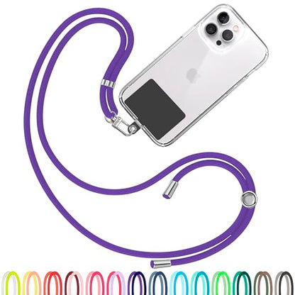 TBOC Cell Phone Lanyard [Purple] - Comfortable Universal Smartphone Lanyard - Easy to Use Neck Phone Holder [Black Patch] - Adjustable Length Phone Strap Crossbody - Fits All Mobile Phones - color: Purple