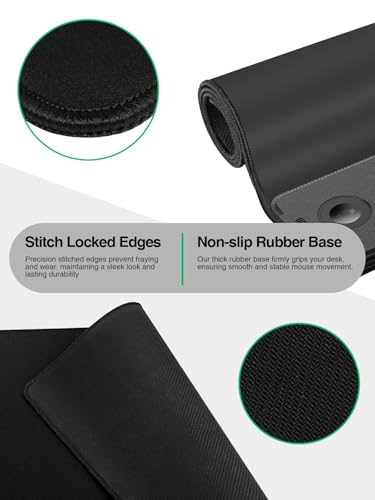 Mouse Pad with Magnetic Wireless Charging, Large Desk Mat, Non-Slip Mouse Mat, Keyboard Pad for Gaming, Desk, Office, PC - color: Black-Magnetic 3-Charge-31.5"x15.8"w/ Wall Charger