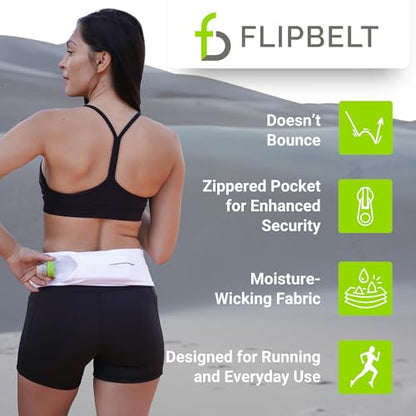 FlipBelt Zipper Running Belt, Waist Pack for Fitness and Running, US Company - color: Girly Pop Pink, size: X-Small