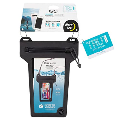 Nite Ize Runoff Waterproof Phone Pouch with Lanyard and Zipper, IP67 Universal Waterproof Case for iPhone 11/11 Pro Max/Xs Max/XR/X/8/8P Galaxy, Charcoal (ROPPL-09-R3) - color: Charcoal