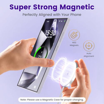 15W Magnetic Fast Charging Pad, Wireless Charger for Samsung & Android - color: (for Samsung) White*2