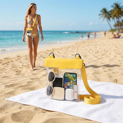 Waterproof Phone Pouch 2.6L Large Capacity Dry Bag with Sensitive Touch Screen 3-Layer Seal Underwater Case for Beach Snorkeling Rafting-Yellow - color: Yellow