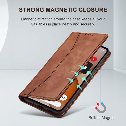 Jasonyu Flip Wallet Case for Nothing Phone 4a 5G,Brown | PU Leather Magnetic Folio Cover,with Card Holder,Kickstand,TPU Shockproof,Durable,Protective Phone Case - color: Brown, size: Nothing Phone 4a