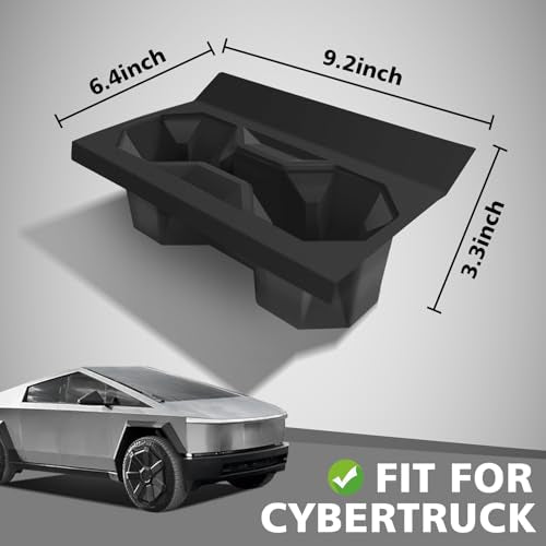 BestEvMod Cup Holder Insert Compatible with 2026 2025 2024 Tesla Cybertruck Waterproof Non-Slip Easy to Clean Black (Cup Holder Insert) - size: Cybertruck, style: Cup Holder Insert