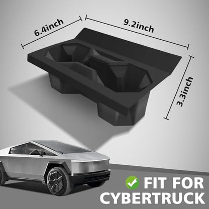 BestEvMod Cup Holder Insert Compatible with 2026 2025 2024 Tesla Cybertruck Waterproof Non-Slip Easy to Clean Black (Cup Holder Insert) - size: Cybertruck, style: Cup Holder Insert