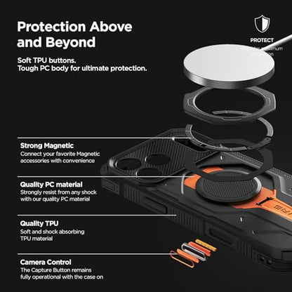 VRS DESIGN Quickstand Pro for iPhone 17 Pro Max Case (2025), [Magnetic Charging Compatible] Strong Magnet Ring Kickstand, Heavy Duty Rugged Shockproof Protective Cover (Contour Green) - color: Contour Green