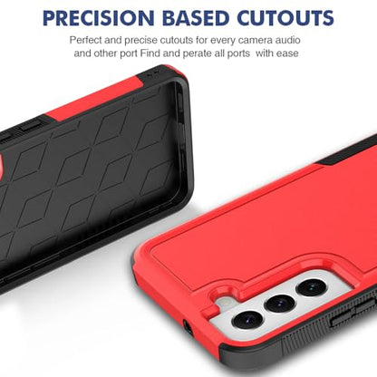 for Samsung Galaxy S22 Plus Case: Dual Layer Protective Heavy Duty Cell Phone Cover Shockproof Rugged with Screen Protector - Military Protection Bumper Tough - Samsung Galaxy S22+ Plus 2022, Red - color: Red (PC) + Black (TPU)
