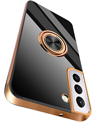 Compatible for Samsung Galaxy S22 Plus Case with Ring Holder Kickstand [with Magnetic] Soft TPU Shockproof Electroplated Protective Phone Case for Galaxy S22+ 5G Black - color: Black, size: Galaxy S22 Plus