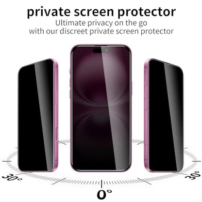 2 Pack Privacy Screen Protector for iPhone 16 Plus with 2 Pack Camera Lens Protector, 9H Hardness Double Shatterproof Anti-Spy Tempered Glass Film, Easy Installation - size: iPhone 16 Plus