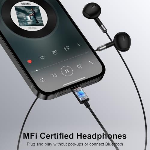 Wired Headphones for iPhone Earbuds with Lightning Connector Wired Earphone