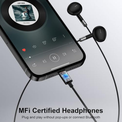 Wired Headphones for iPhone Earbuds with Lightning Connector Wired Earphone