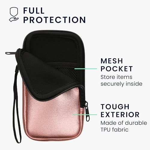 kwmobile Universal Phone Pouch Size XL - 6.7/6.8" - Neoprene Smartphone Pouch with Zip - Water-Repellent Mobile Phone Case - Sleeve in Metallic Rose Gold - color: metallic rose gold, size: XL - 6.7/6.8"