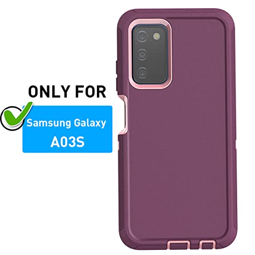 AICase for Galaxy A03S Case,Heavy Duty Drop Protection Full Body Rugged Shockproof/Dust Proof Military Protective Tough Durable Phone Cover for Samsung Galaxy A03S(US Version) - color: Night Purple/Pink