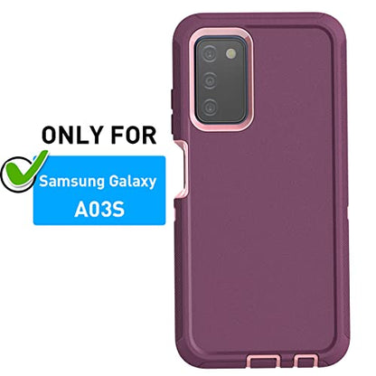 AICase for Galaxy A03S Case,Heavy Duty Drop Protection Full Body Rugged Shockproof/Dust Proof Military Protective Tough Durable Phone Cover for Samsung Galaxy A03S(US Version) - color: Night Purple/Pink