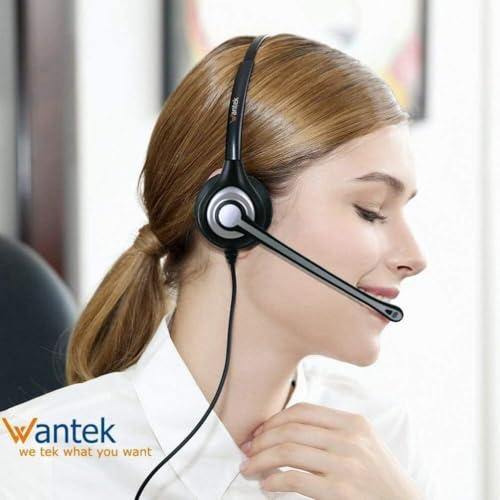 Wantek Cell Phone Headset with Microphone Noise Cancelling, Wired 3.5mm Computer Headphone for iPhone Samsung Android PC Laptop Tablet Skype Call Center Home Office, Ultra Comfort(F602J35)