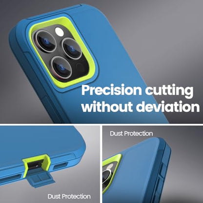 Sansunto for iPhone 15 Pro Max Case with Full Body Protection, Heavy Duty Shockproof Military Grade 3 in 1 Silicone Rubber with Hard PC Rugged Durable Phone Cover for Men & Boys - color: Teal/Lime
