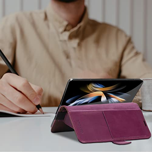 KEZiHOME Genuine Leather Wallet Case for Samsung Galaxy Z Fold 6 - color: Purple Brown, size: Galaxy Z Fold 6 Case