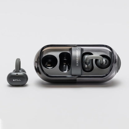 Moondrop Pill Open Ear Headphones Bluetooth 6.0 OWS Hanging Earphones IPX4 Open Ear Clip Wireless Earbuds Built-in AI ENC MD-0WS-003 (Black) - color: BLACK