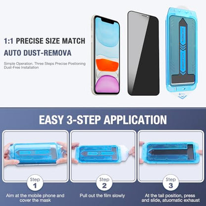 2-Pack Privacy Screen Protector for iPhone 11 Pro and iPhone XS and iPhone X 5.8-Inch, 9H Tempered Glass, Full Coverage, Anti-Fingerprint, Auto Dust-Elimination, No Bubble, Easy Installation - size: for iPhone X/iPhone XS/iPhone 11 Pro