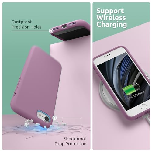 SURPHY Designed for iPhone SE Case, iPhone 8 Case, iPhone 7 Case, Liquid Silicone Phone Case for iPhone se 3rd 2nd SE 2022 SE 2020, Lilac Purple - color: Lilac Purple
