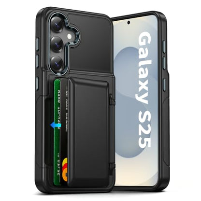 Vofolen for Samsung Galaxy S25 Case Wallet with Card Holder RFID Blocking | 2 Card Slots Heavy Duty Shockproof Drop Protective Flip Slim Pocket Cover for Samsung S25 Case for Men Women-Black - size: For Samsung Galaxy S25