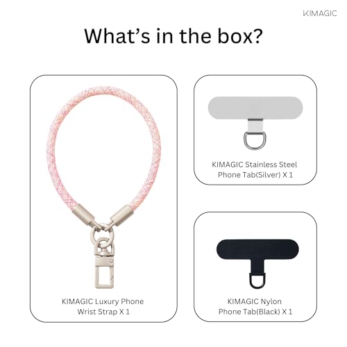 KIMAGIC Korean Dopamine Phone Wrist Strap - Handmade Thickened Phone Lanyard, Anti-Drop Hands-Free Charm - color: 08 Premium Blush Pink