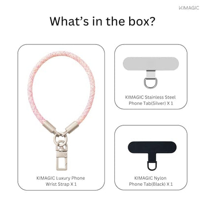 KIMAGIC Korean Dopamine Phone Wrist Strap - Handmade Thickened Phone Lanyard, Anti-Drop Hands-Free Charm - color: 08 Premium Blush Pink
