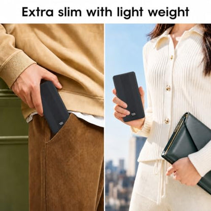 10000mAh Portable Charger with 4 Built-in Cables, 22.5W Fast Charging Power Bank, LED Display, Slim Travel Battery Pack for iPhone 17/16/15/14, Samsung Galaxy, iPad & More - color: Black