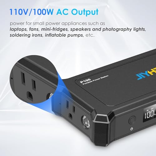 JIYHF Portable Power Station with AC Outlet - 99.9Wh Backup Battery, 100W AC & 65W USB-C PD Fast Charging Ideal for Outdoor Work - style: P100 Gray