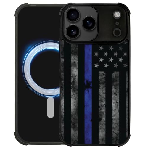 DJSOK Case for iPhone 17 Pro Max,Compatible with MagSafe,Anti-Scratch Shockproof Case,American Police Flag - color: American police flag, size: IPhone 17 Pro Max