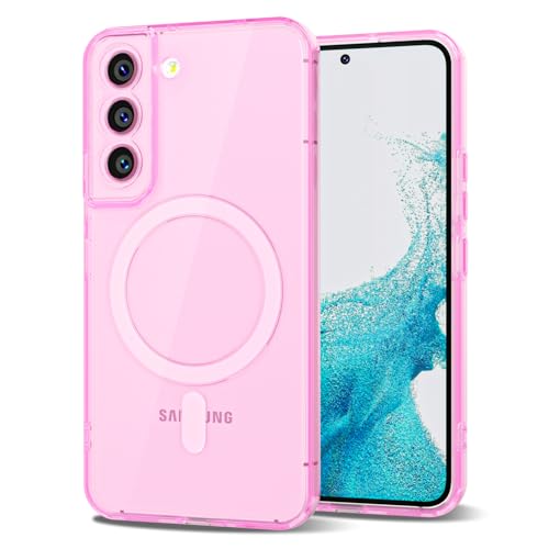 Svanove for Samsung Galaxy S22 Case Clear Compatible with Magsafe Silicone, Transparent Thin Magnetic Mag Safe Case Cute, Girly Aesthetic Trendy Slim Hard Rubber Camera Cover Protection, Light Pink - color: Clear Pink, size: S22