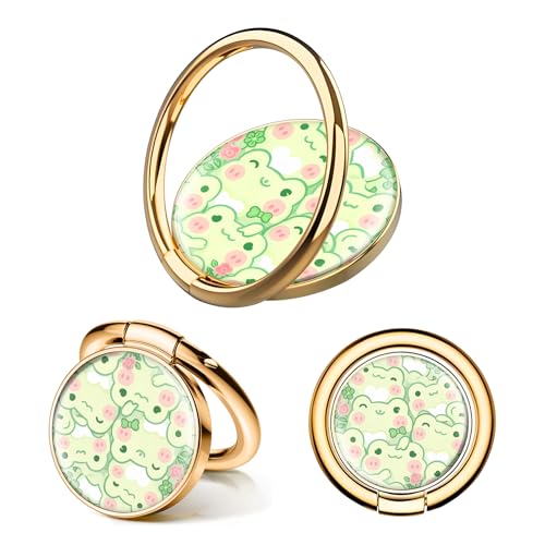 Cell Phone Ring Holder, Cute Phone Ring Grip Stand, 360°Rotation Funny Metal Kickstand Finger Grip Cute Green Frogs - color: Cute Green Frogs