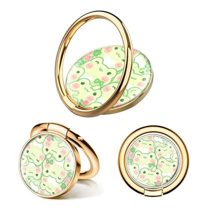 Cell Phone Ring Holder, Cute Phone Ring Grip Stand, 360°Rotation Funny Metal Kickstand Finger Grip Cute Green Frogs - color: Cute Green Frogs