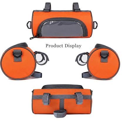 Bike Handlebar Bag Waterproof Bicycle Front Pouch with Sensitive Touch Screen Phone Holder, 3L Capacity Cycling Storage Case with Unique S-Hook for Extra Cargo, Fits Road, Mountain, Electric Bikes