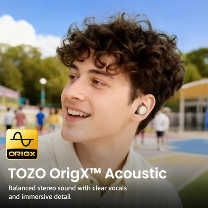 TOZO A1 Wireless Earbuds Bluetooth 5.3 Light Weight in Ear Headphones - color: Light Khaki