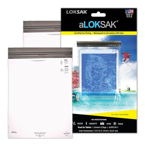 LOKSAK - aLOKSAK Waterproof Cellphone Dry Bags - Airtight Underwater Phone Pouch - Touch Screen Compatible - Diving Certified - size: 8 x 11 inch - 2 Pack