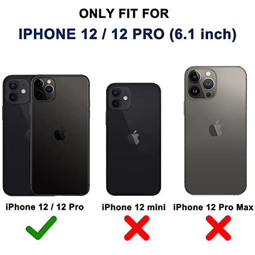 for iPhone 12 Case, iPhone 12 Pro Case with Belt Clip Holster, 2X Screen Protector, Heavy Duty Military Grade Full Body Shockproof Rugged Protective Cover for iPhone 12/12 Pro (Black Blue) - color: Black Blue