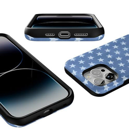 Casely iPhone 14 Pro Max Case | Coastal Blues | Denim Stars | Bold Protective Design | Compatible with MagSafe - color: Coastal Blues | Denim Stars