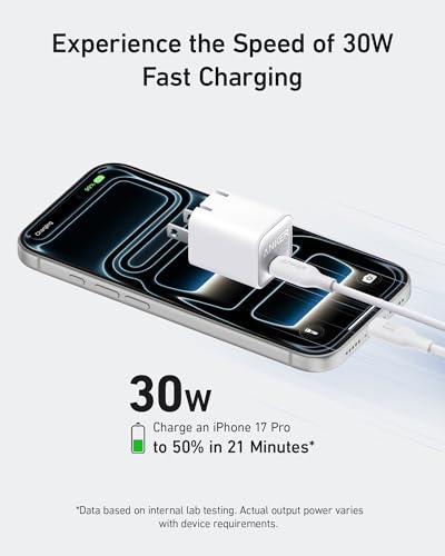 Anker Nano Phone Charger, 30W Portble and Foldable USB C GaN Charger - color: black