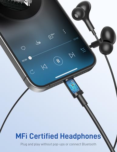iMangoo for Apple MFi-Certified Soft Headphones for Lightning Wired Earbuds - color: Black